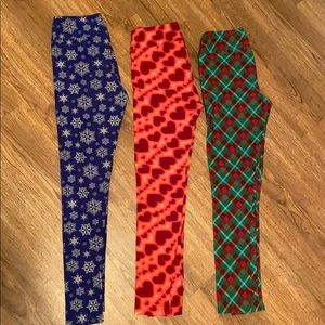 LuLaRoe Holiday Leggings Set of 3 - Size OS